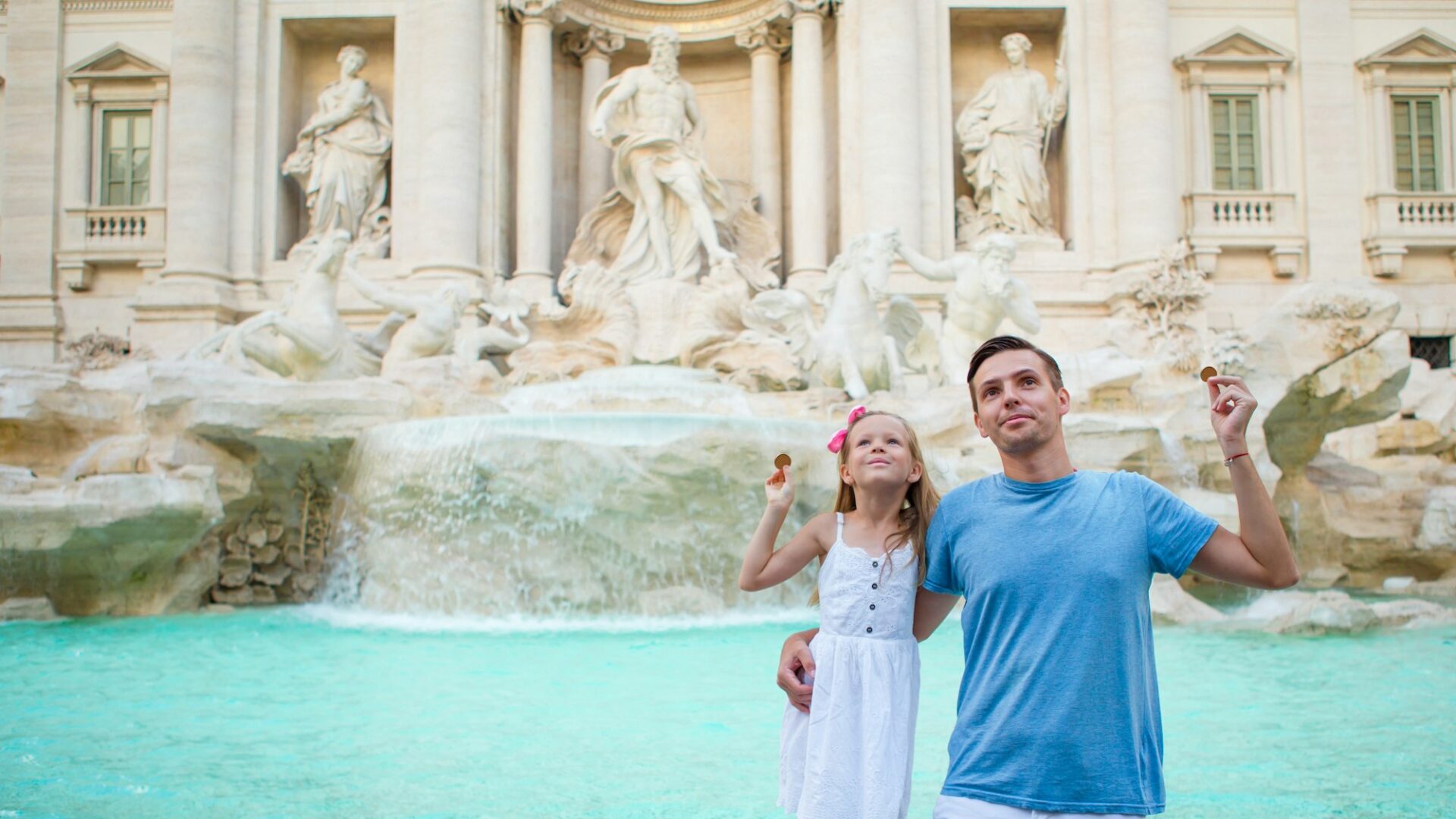 Happy family enjoy their italian vacation holiday in Europe
