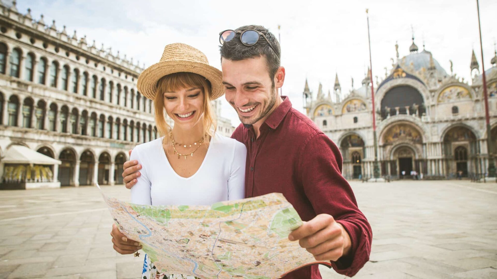 Couple travelling in Venice, Italy