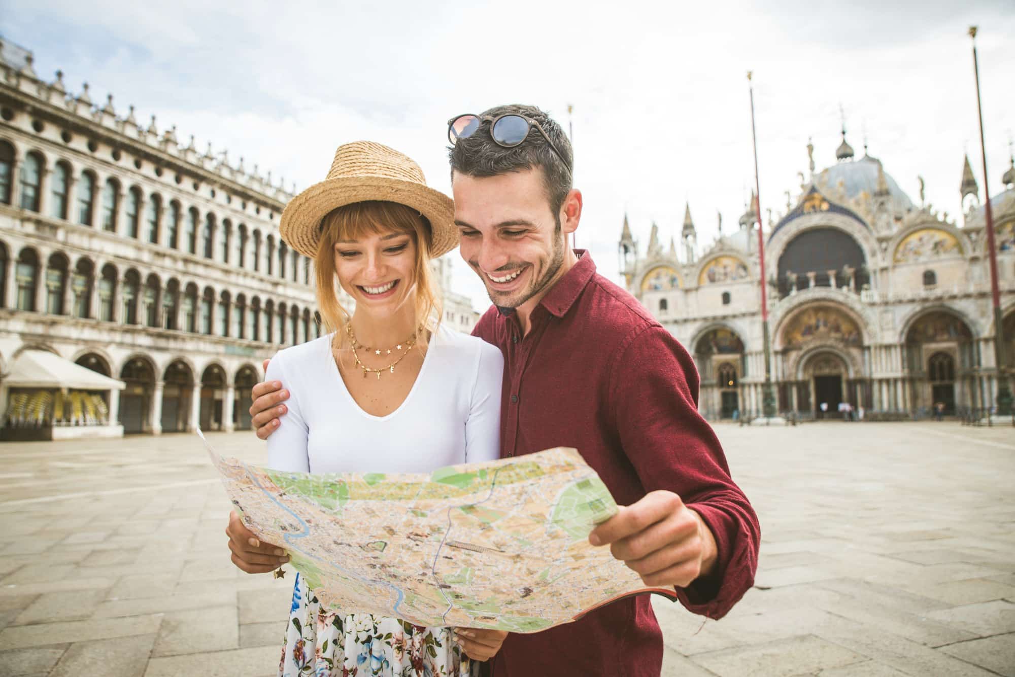 Couple travelling in Venice, Italy