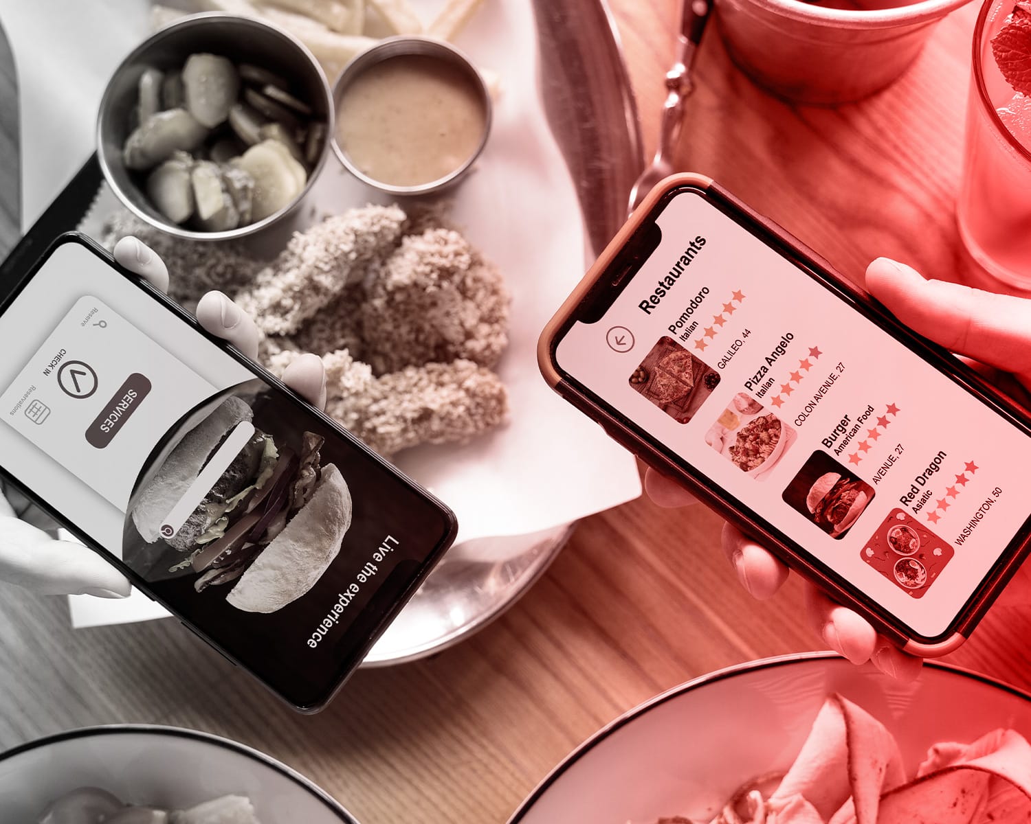 Pedidos de comida en línea a través del smartphone.