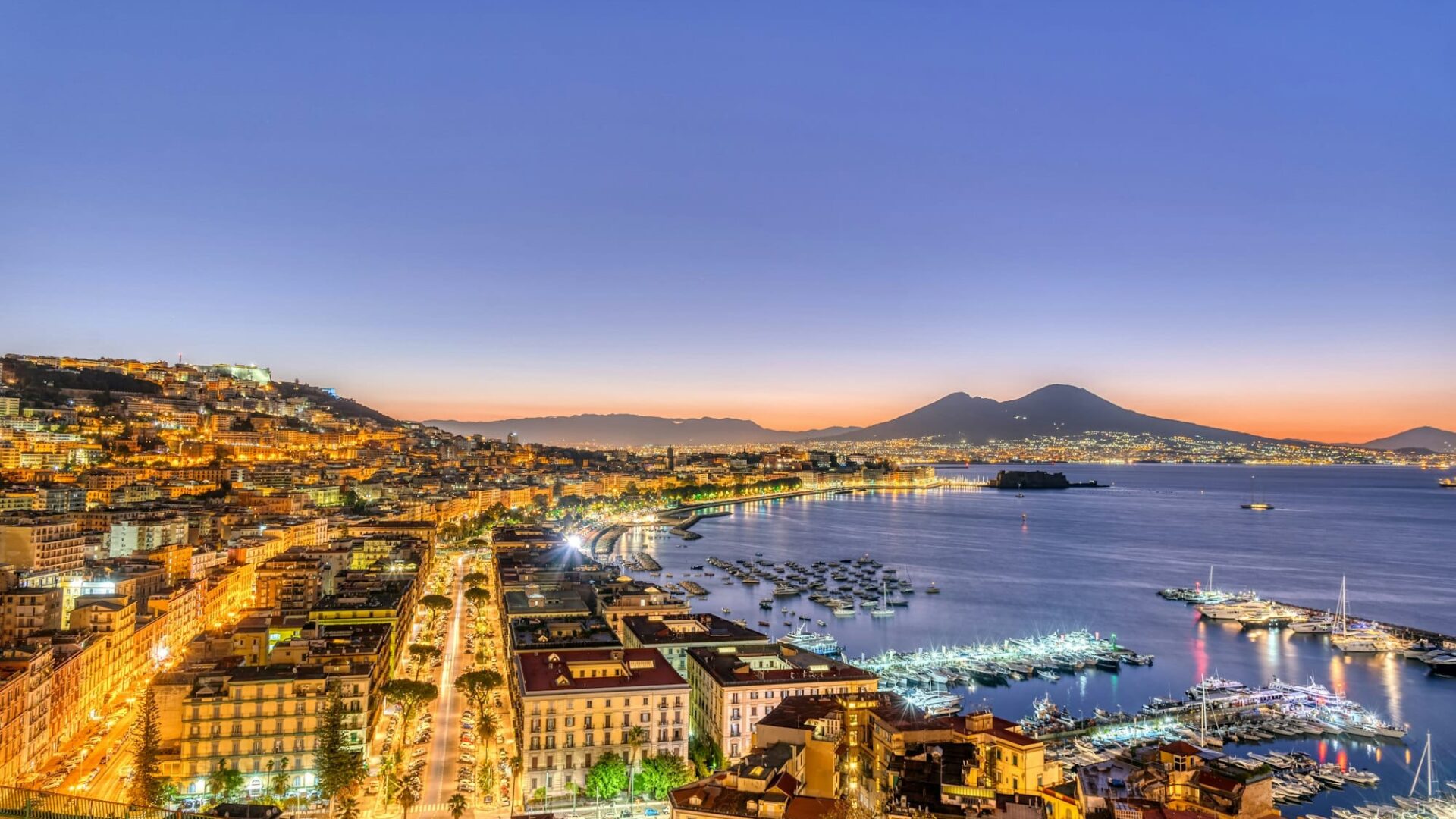 Naples in Italy with Mount Vesuvius