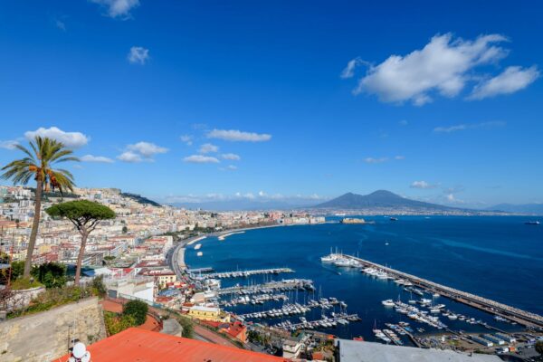 Naples, Italy Skyline on the Bay with Mt. Vesuvius