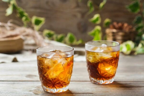 Old fashioned italian cocktail negroni with gin, campari, martini vermouth