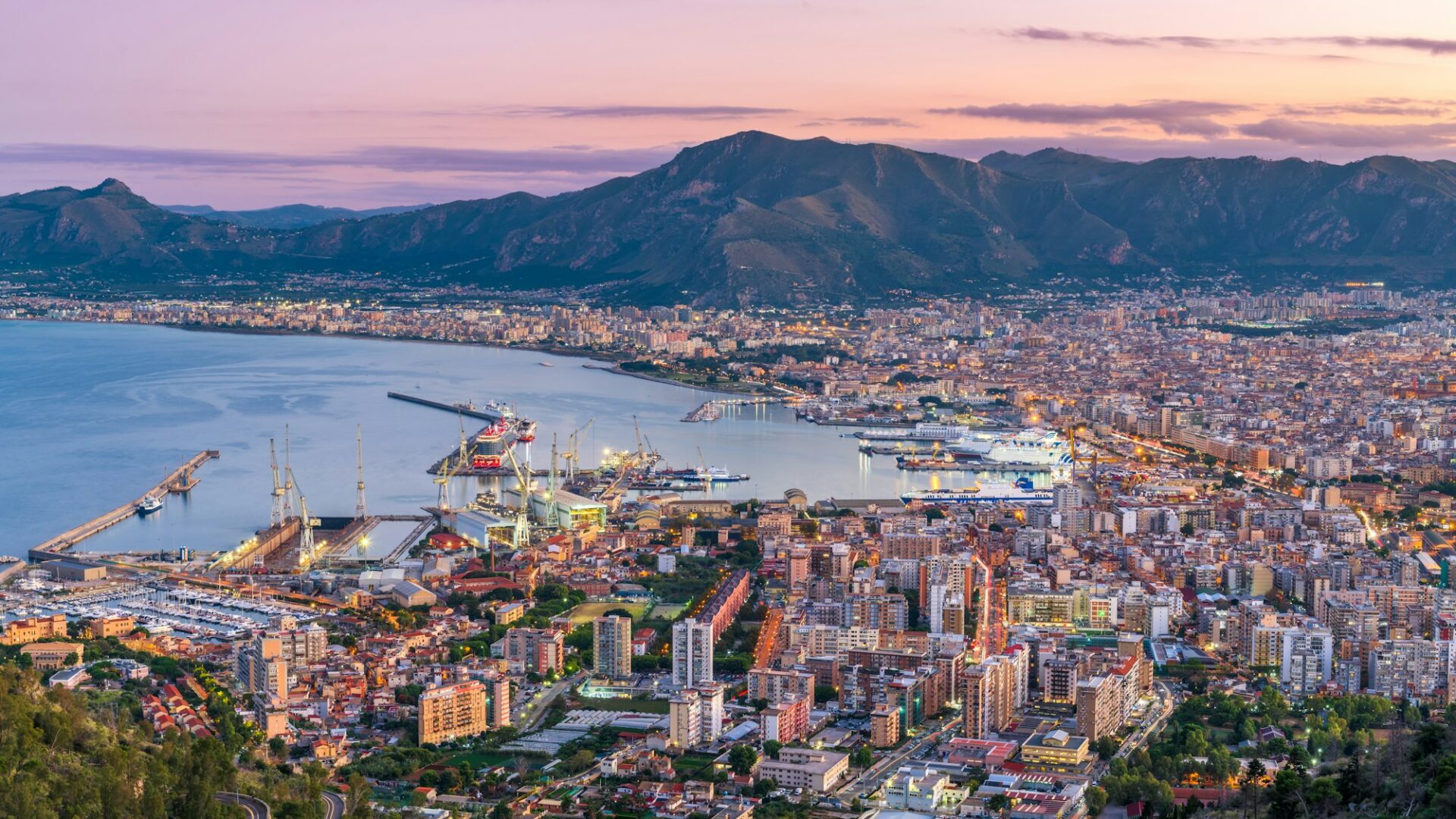 Palermo, Italy skyline over the Port
