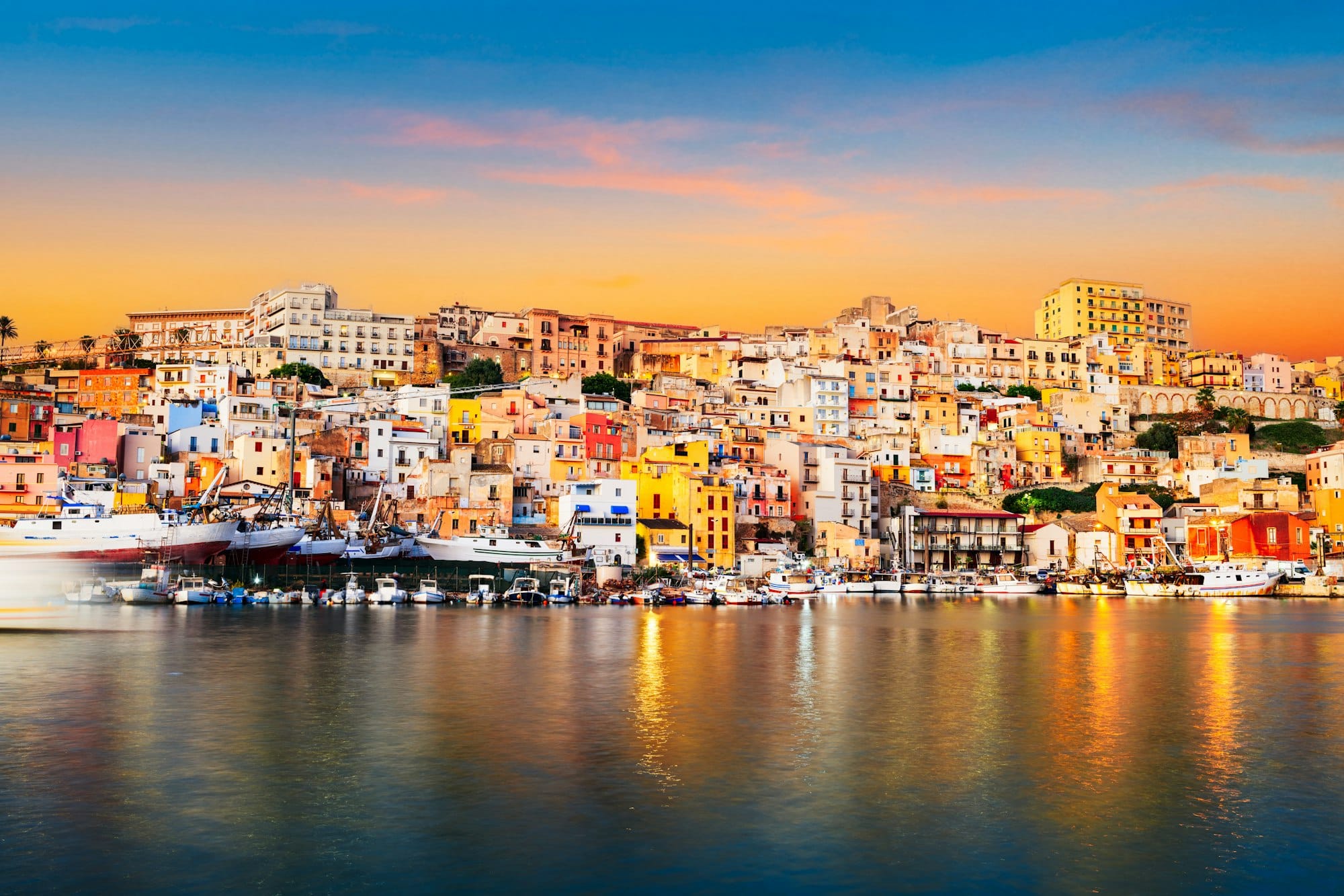 Sciacca, Italy at the Port at Dusk