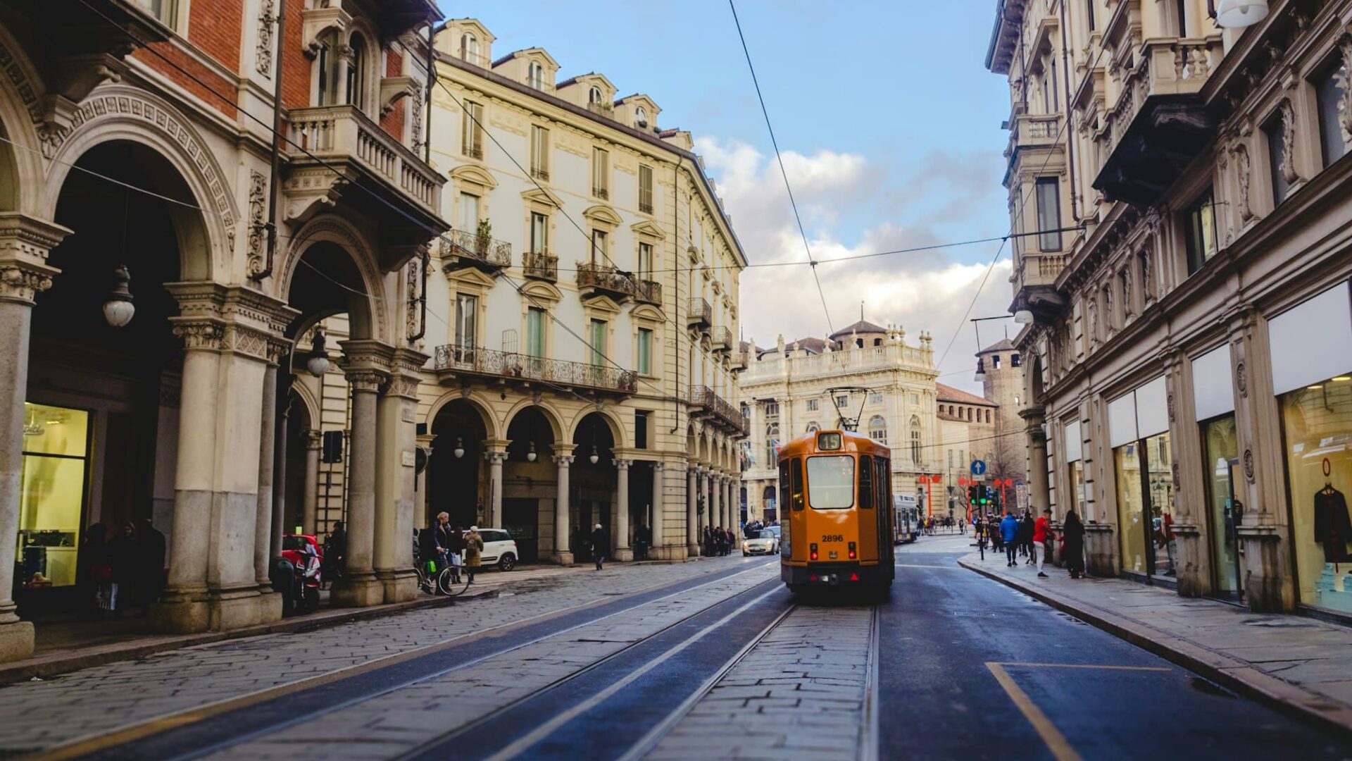 Tramway in the streets of Turin, italy.