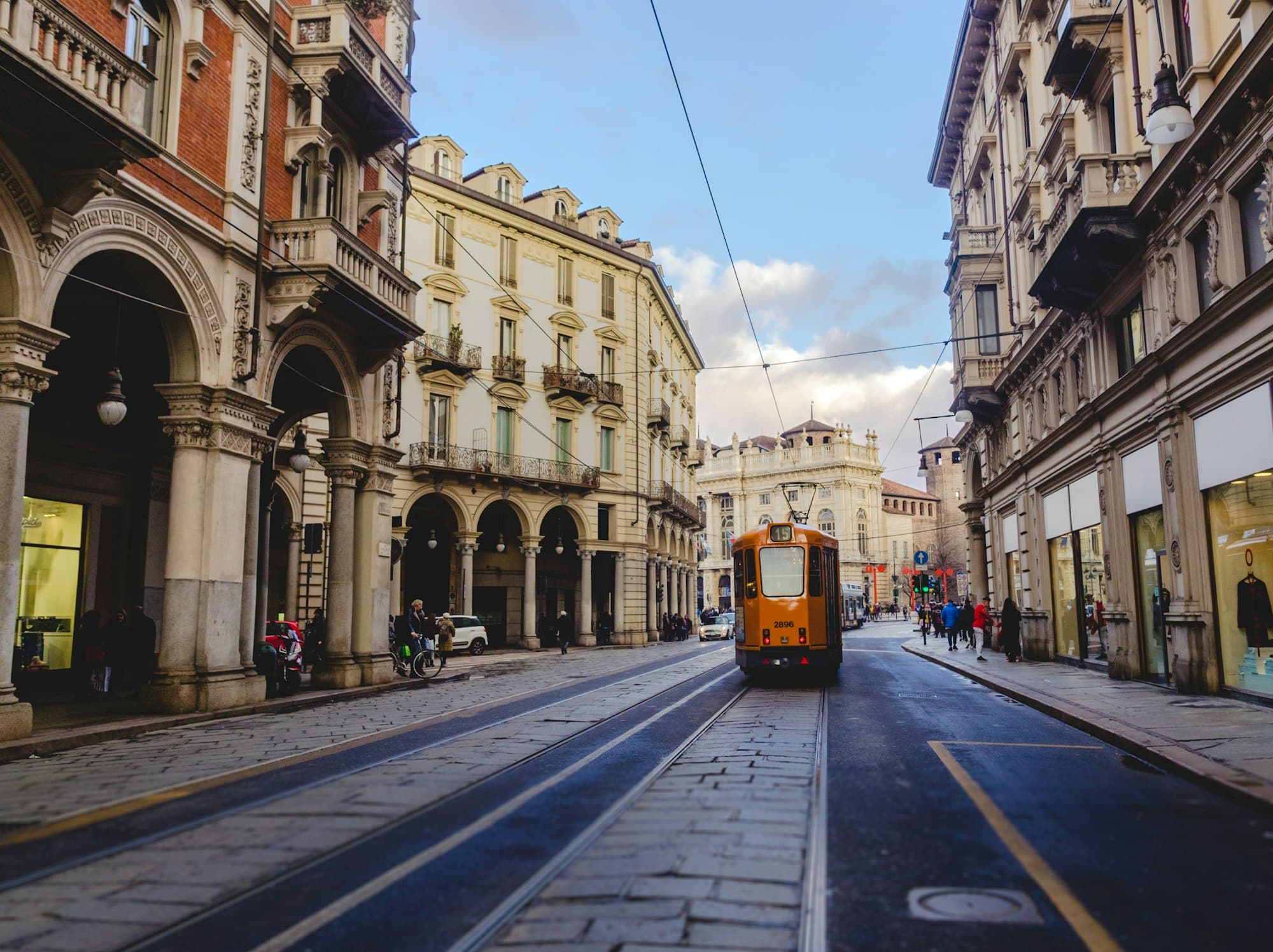 Tramway in the streets of Turin, italy.