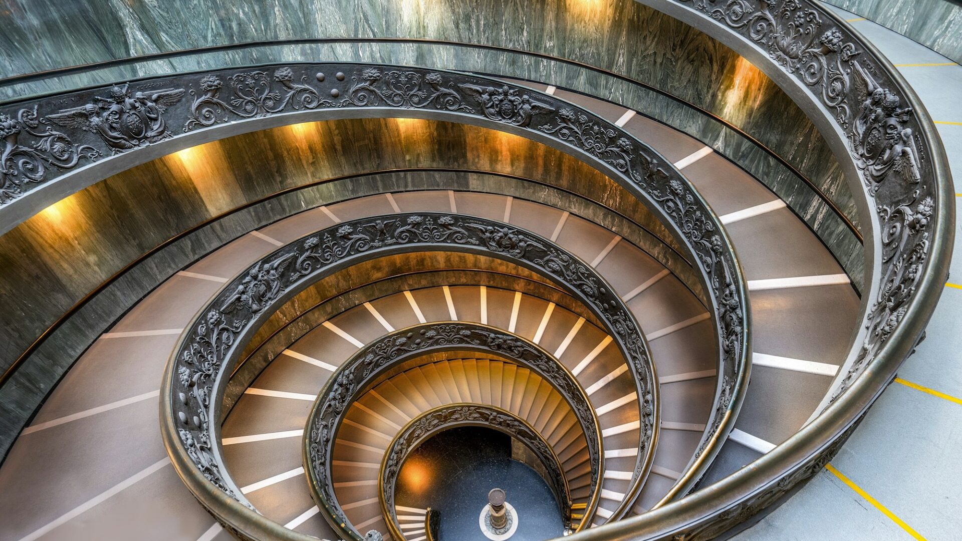 High angle shot of a beautiful bramante staircase of a museum in vatican city