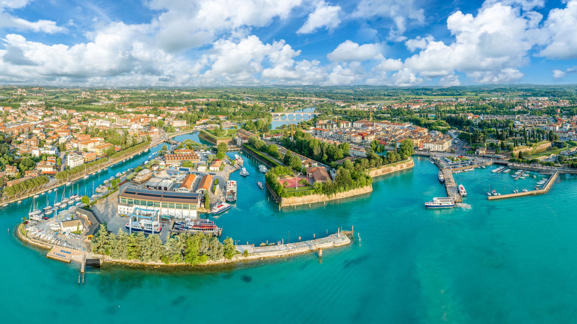 Landscape with Peschiera del Garda, Garda Lake, Italy