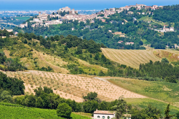 Panoramic view of Santarcangelo di Romagna. Emilia-Romagna. Italy.