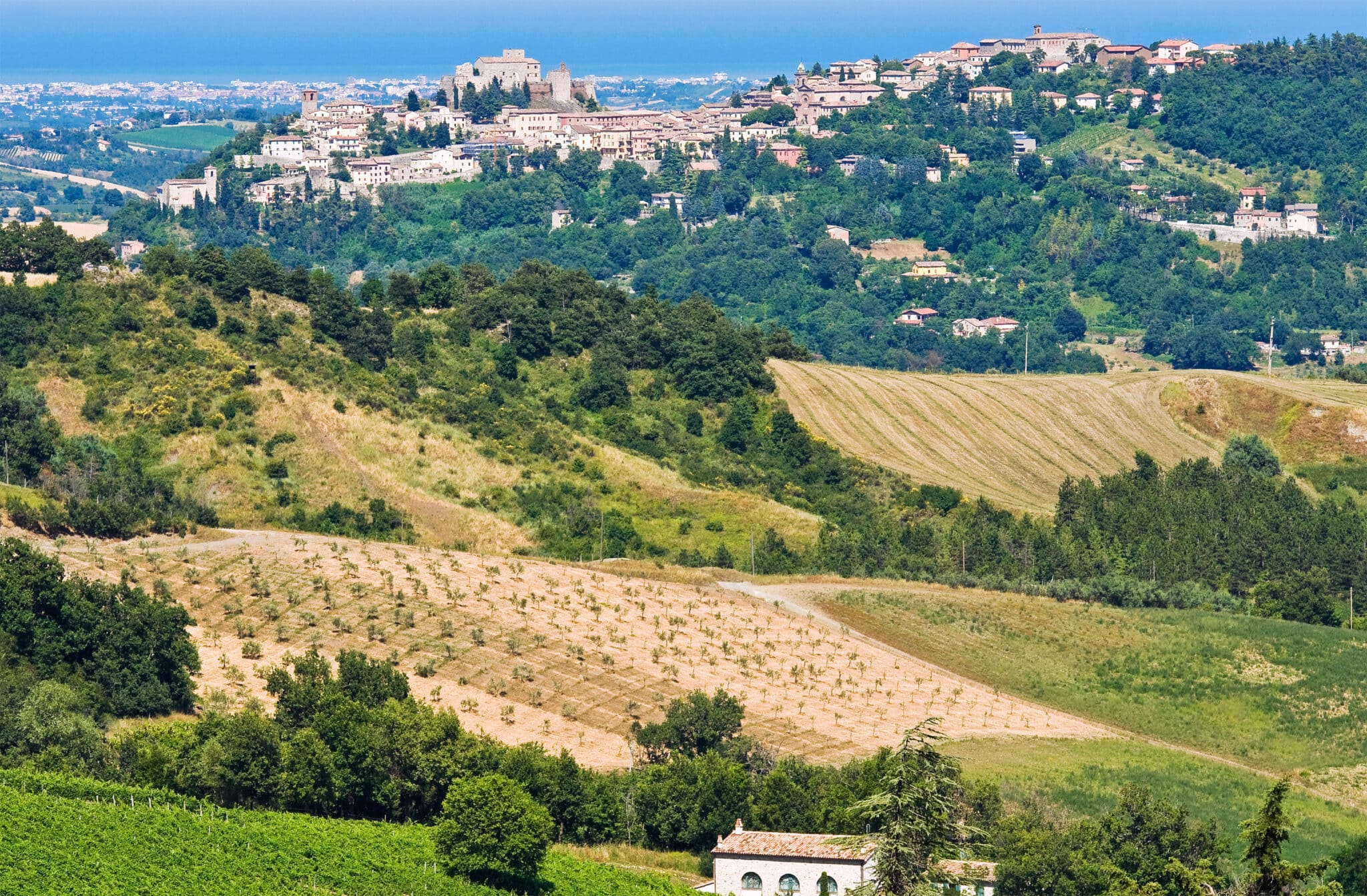 Vista panoramica di Santarcangelo di Romagna. Emilia-Romagna. Italia.