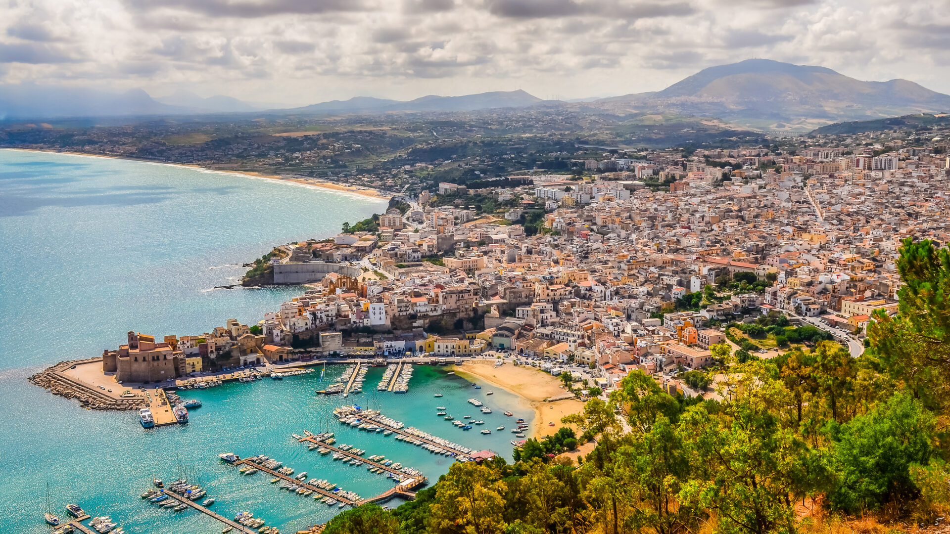 Aerial view of an Italian coastal town