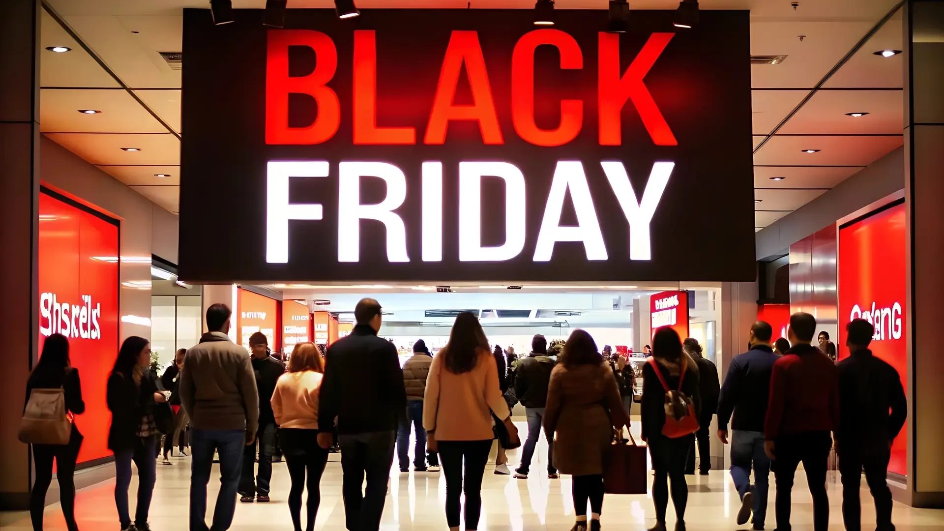 Folla entra in negozio durante il Black Friday