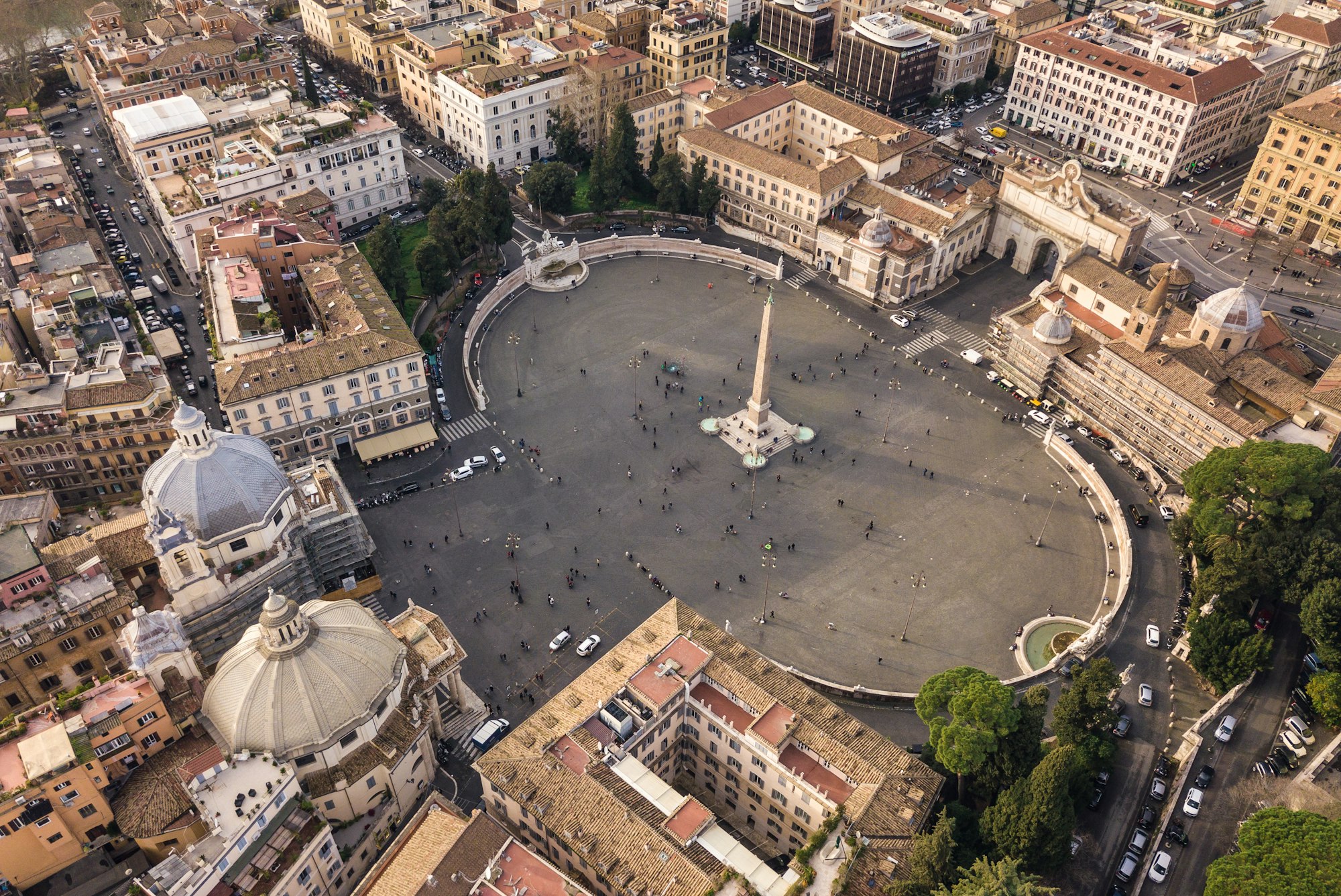 Vista aerea di Piazza del Popolo a Roma