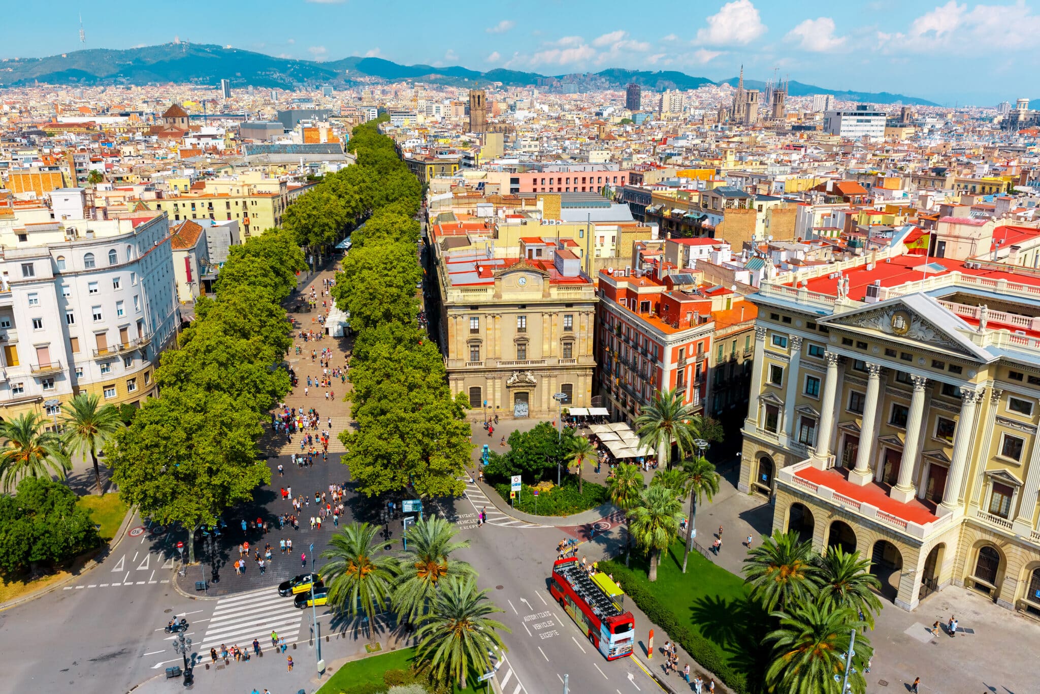 Veduta aerea di La Rambla, Barcellona.