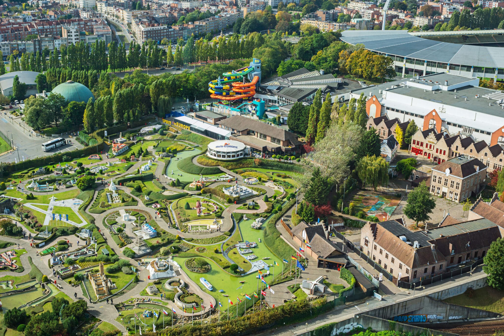 Veduta aerea di Mini-Europa a Bruxelles.