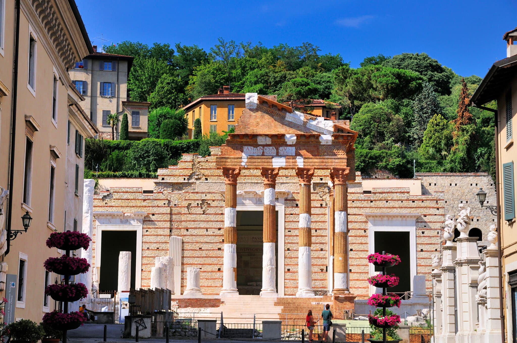 Foro di Brescia, Italia. L'antico Foro Romano e Captiolium a Brescia, città della Lombardia, Italia