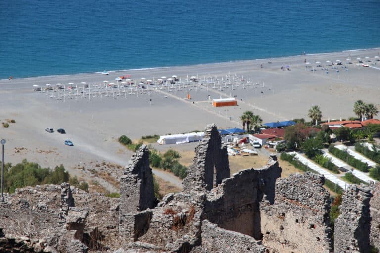 Vue de la grande plage et du littoral de Diamante, Diamante, district de Cosenza, Calabre, Italie, Europe.