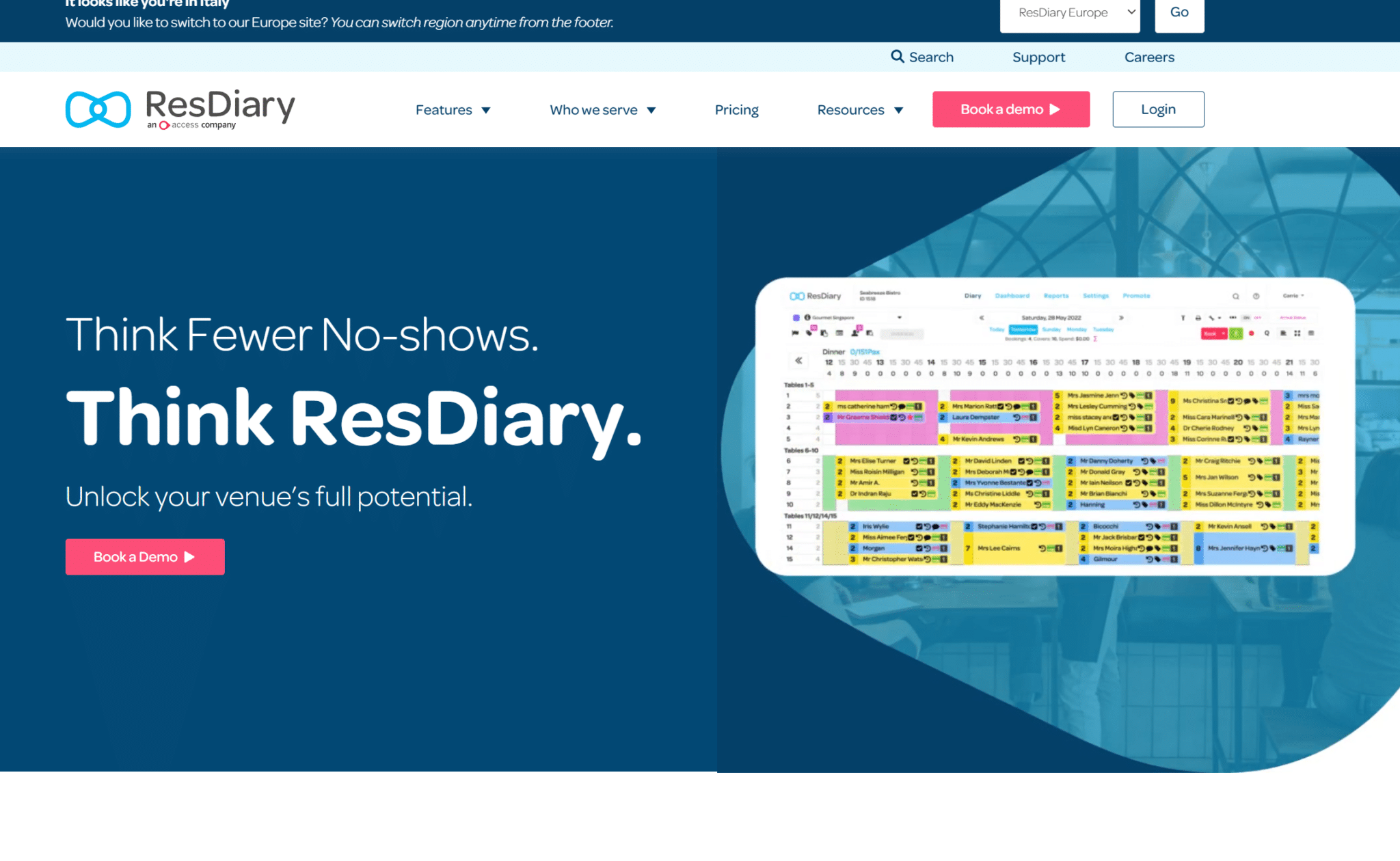 reddiary software di prenotazione per ristoranti